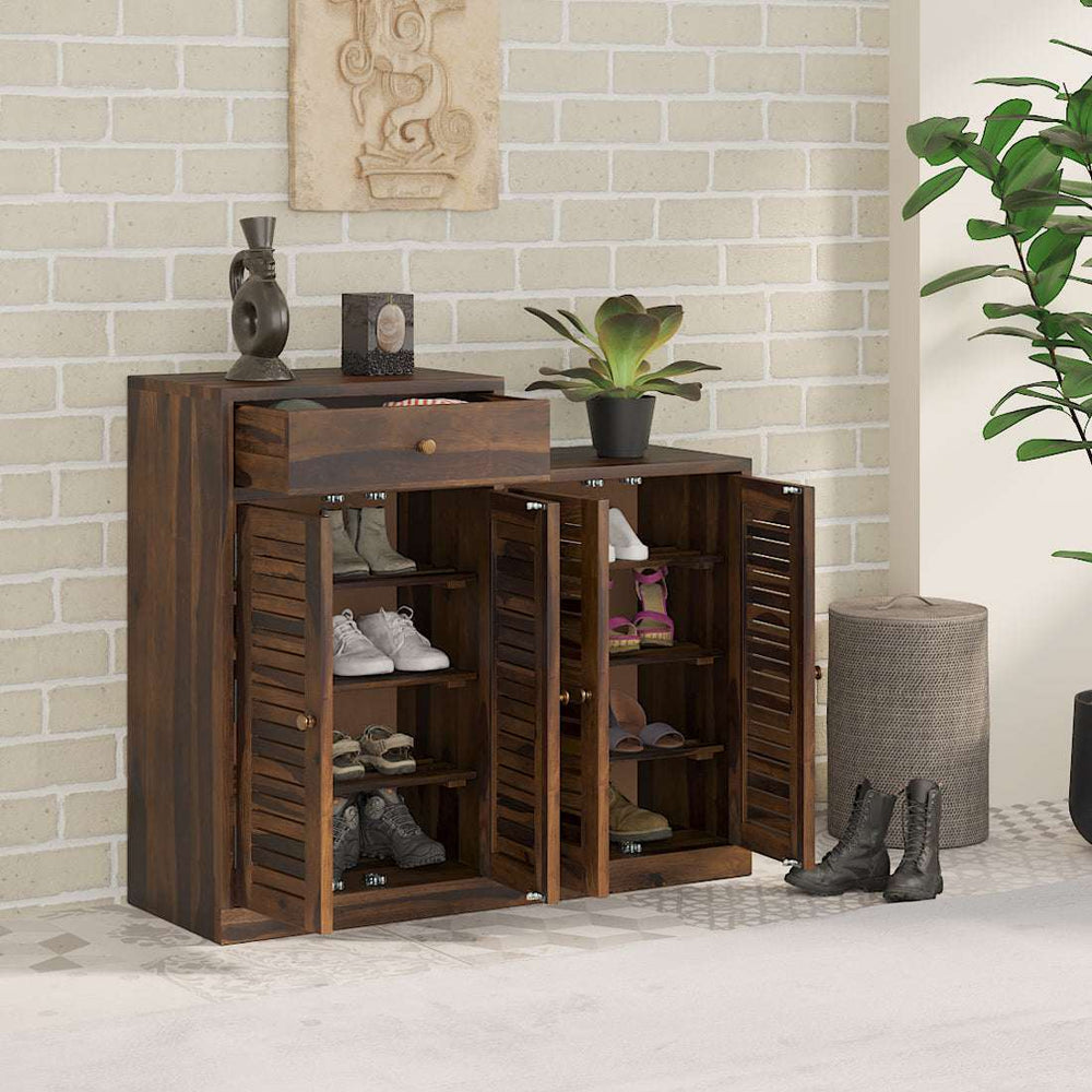 Danta Sheesham Wood Shoerack In Light Provincial Teak Finish