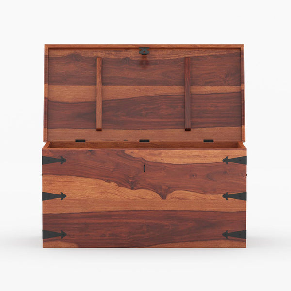 Stainfiled Sheesham Wood Trunk in Rustic Teak Finish