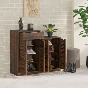 Danta Sheesham Wood Shoerack In Light Provincial Teak Finish