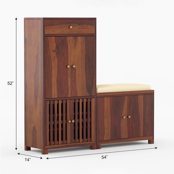 Noguchi Shoe Rack Of 40 Pairs In Provincial Teak Color By Woodenmood