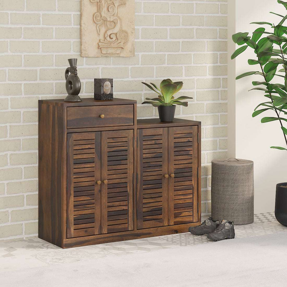Danta Sheesham Wood Shoerack In Light Provincial Teak Finish
