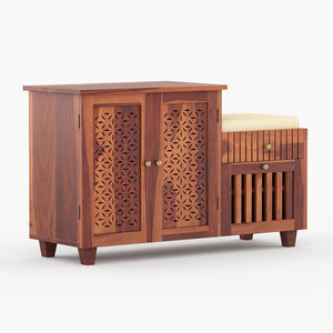 Cayman Shoe Rack Of 20 Pairs In Honey Oak Color