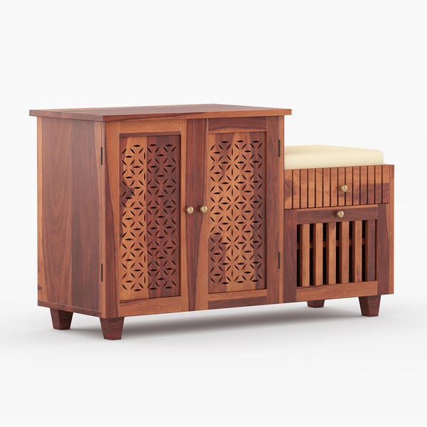 Cayman Shoe Rack Of 20 Pairs In Honey Oak Color
