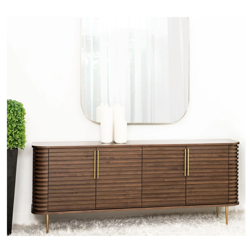 Juhani Solid Mango wood Sideboard with 4 Door in Provincial teak Finish