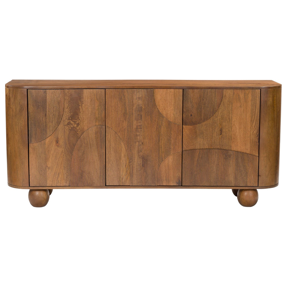 Amber Solid Mango wood Sideboard with 3 Door in Natual Finish