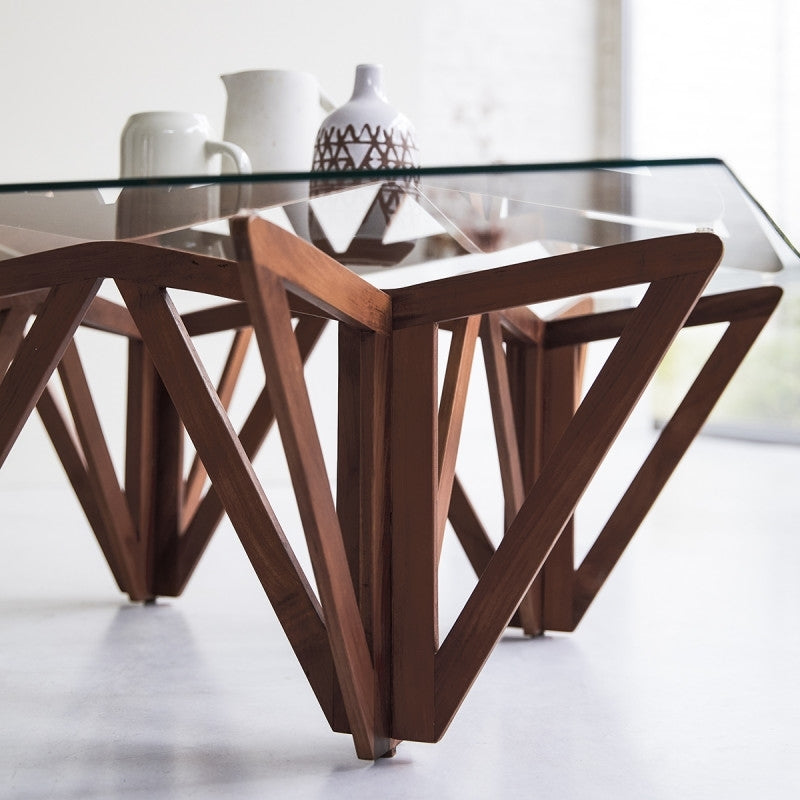 Solid teak coffee table with Glass top