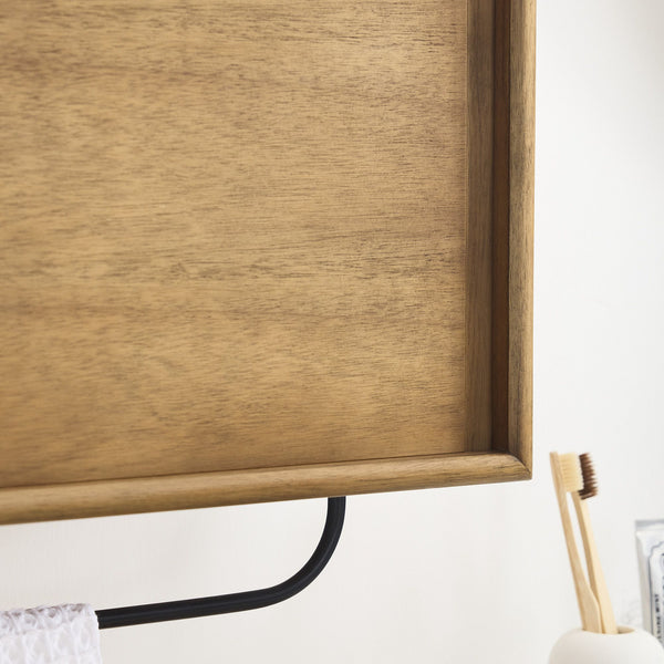 Reggie Solid Mango Wood Wall Shelf with Hanging Handle