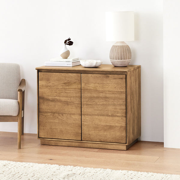 Reggie Solid Mango Wood Cabinet with Two Door in Provincial teak Finish