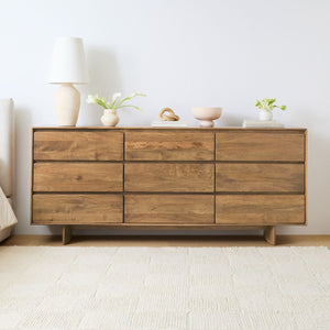 Reggie Solid Mango wood Chest of Drawer with 9 drawer in Provincial Teak Finish