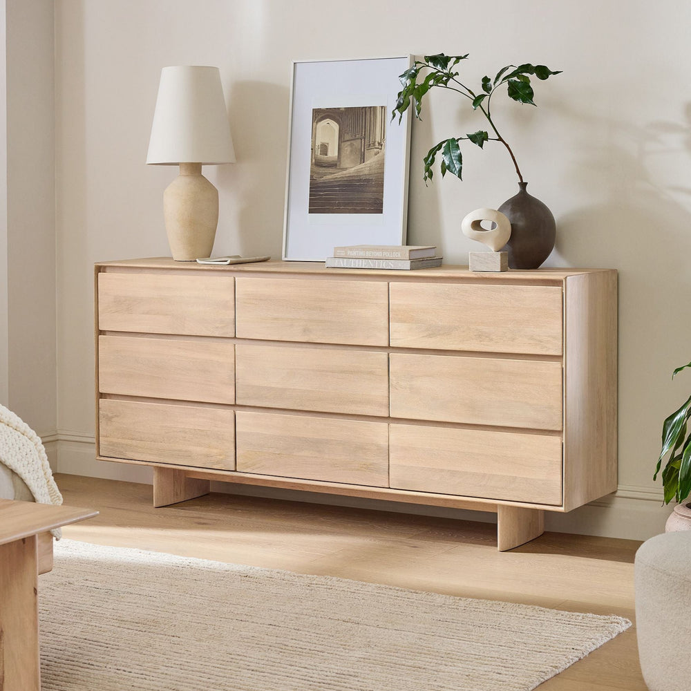 Reggie Solid Mango wood Chest of Drawer with 9 drawer in White Finish