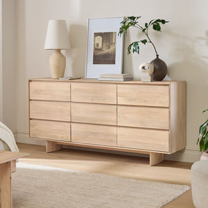 Reggie Solid Mango wood Chest of Drawer with 9 drawer in White Finish