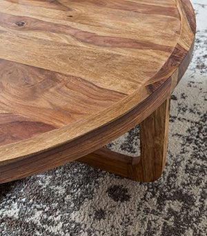 Solid Wood Round Center Table 85cm for Living Room Table