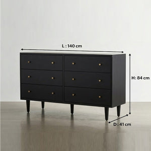 Rowling Solid Wood Chest Of 6 Drawers In Matte Black Finish