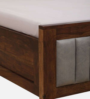 Dijon Sheesham Wood Queen Size Bed in Provincial Teak Finish With Box Storage
