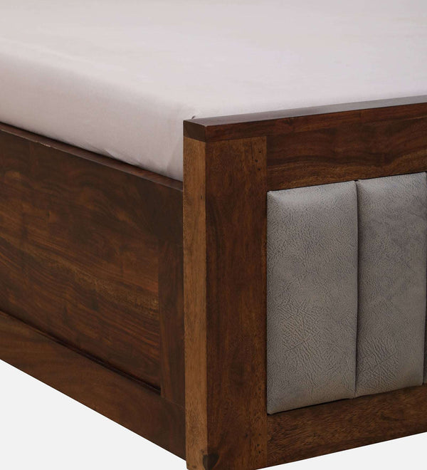 Dijon Sheesham Wood Queen Size Bed in Provincial Teak Finish With Box Storage