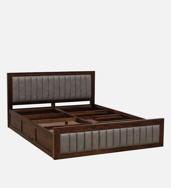Dijon Sheesham Wood Queen Size Bed in Provincial Teak Finish With Box Storage