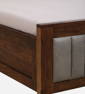 Dijon Sheesham Wood Queen Size Bed in Provincial Teak Finish With Box Storage