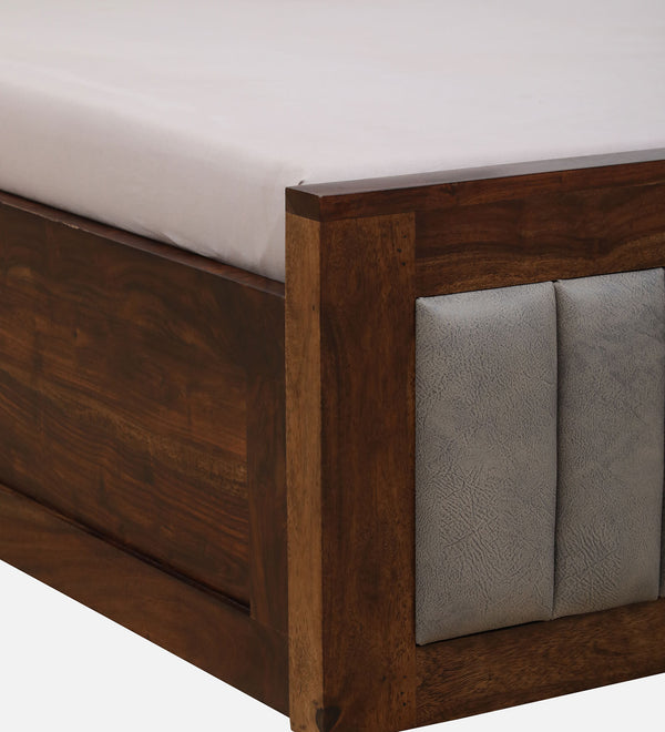 Dijon Sheesham Wood Queen Size Bed in Provincial Teak Finish With Box Storage