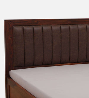 Dijon Sheesham Wood Queen Size Bed in Honey Oak Finish With Box Storage
