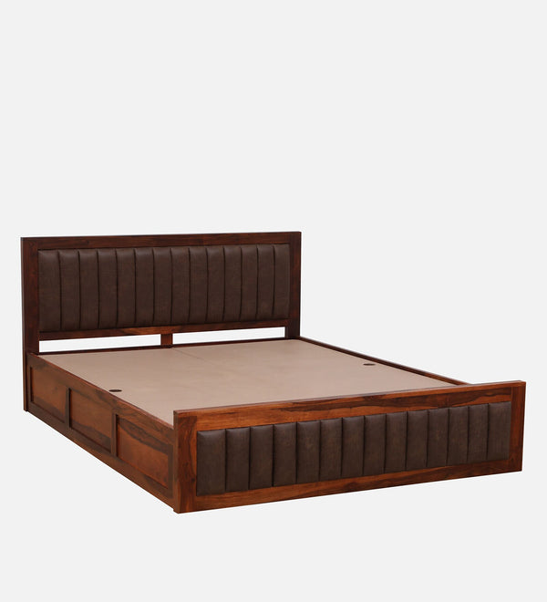 Dijon Sheesham Wood Queen Size Bed in Honey Oak Finish With Box Storage