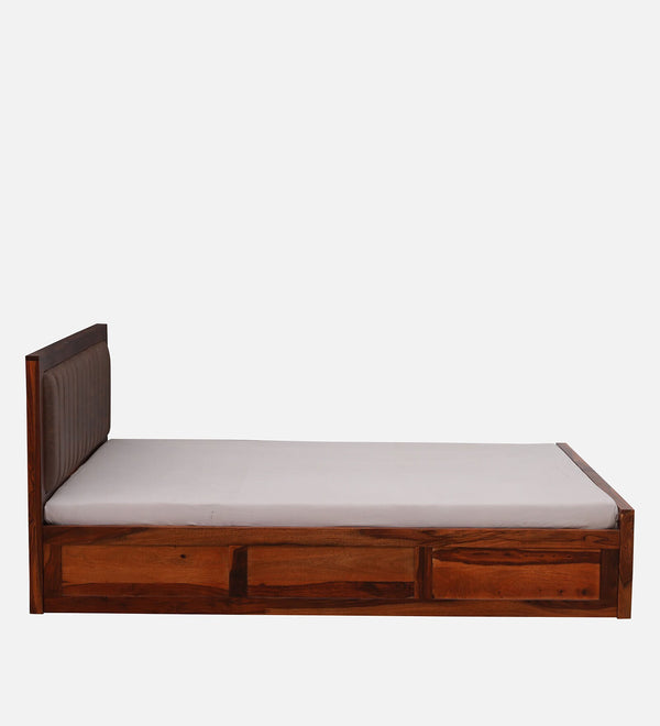 Dijon Sheesham Wood Queen Size Bed in Honey Oak Finish With Box Storage