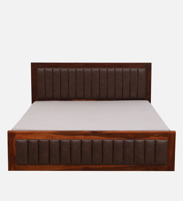 Dijon Sheesham Wood Queen Size Bed in Honey Oak Finish With Box Storage
