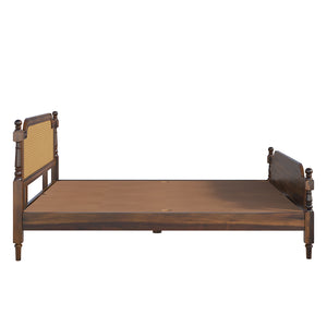 Cane Solid wood King Size Bed in Provincial Teak Finish (Matrress Size 72-78 inches )