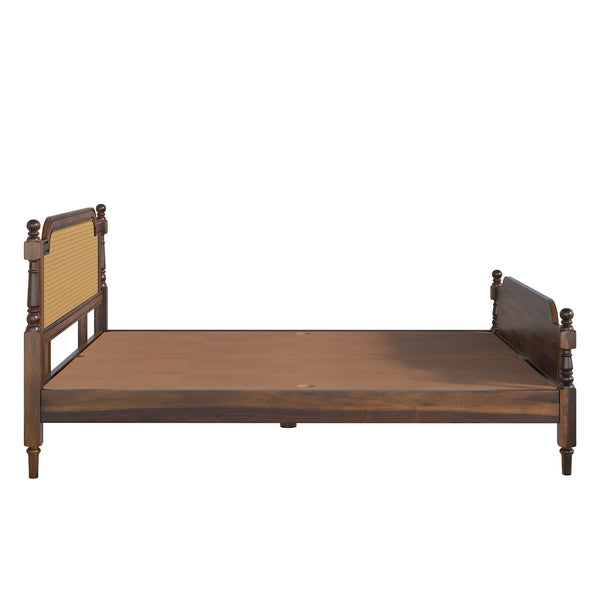 Cane Solid wood King Size Bed in Provincial Teak Finish (Matrress Size 72-78 inches )
