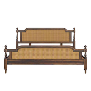 Cane Solid wood Queen Size Bed in Provincial Teak Finish (Matrress Size 72-78 inches )
