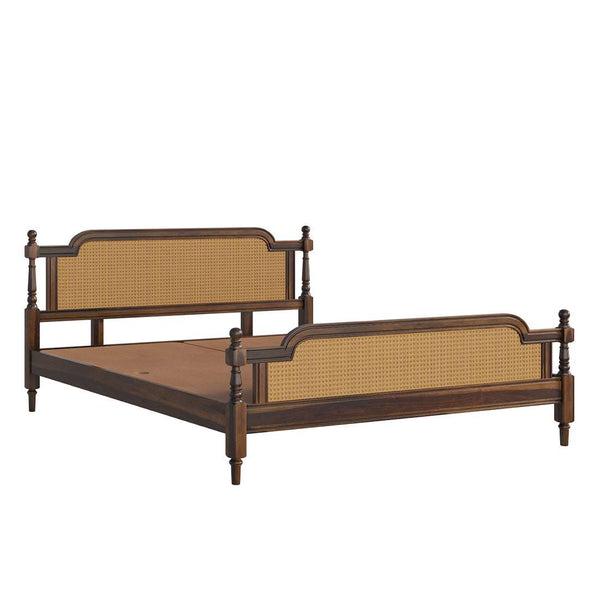 Cane Solid wood Queen Size Bed in Provincial Teak Finish (Matrress Size 72-78 inches )