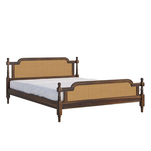 Cane Solid wood Queen Size Bed in Provincial Teak Finish (Matrress Size 72-78 inches )
