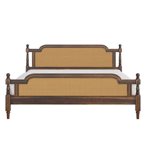 Cane Solid wood Queen Size Bed in Provincial Teak Finish (Matrress Size 72-78 inches )
