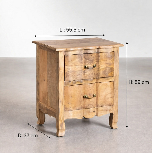 Bespoke Solid wood 2 Drawer bedside in Natural Finish
