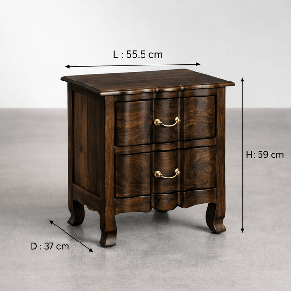 Bespoke Solid wood 2 Drawer bedside in Walnut Finish