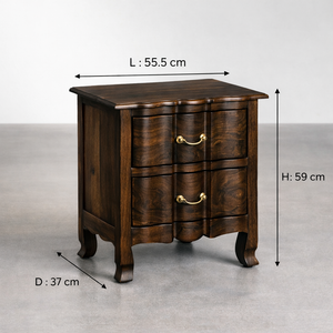 Bespoke Solid wood 2 Drawer bedside in Walnut Finish
