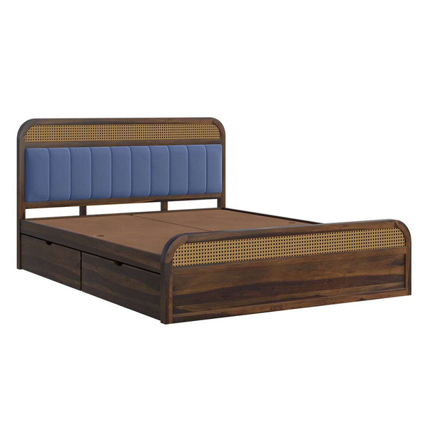 Yashvi Solid Wood Queen Size Side drawer Storage Bed In Provincial Teak Finish ( Blue) (60 - 78 inch)