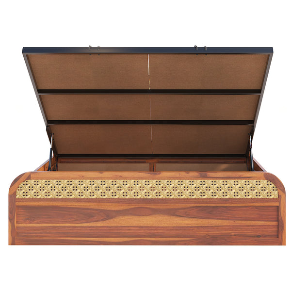 Yashvi Solid Wood Kng Size Hydrulic Storage Bed In Honey Oak Finish (Brown) (72 - 78 inch)