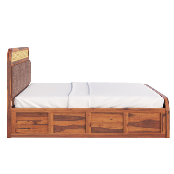 Yashvi Solid Wood Kng Size Hydrulic Storage Bed In Honey Oak Finish (Brown) (72 - 78 inch)