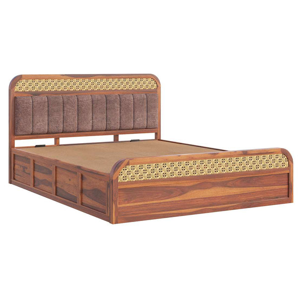 Yashvi Solid Wood Queen Size Hydrulic Storage Bed In Honey Oak Finish (Brown) (60 - 78 inch)