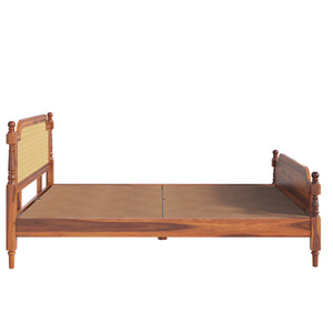 Malacca Solid Wood King Size Non - Storage Bed In Honey Oak Finish (72 - 78 inch)