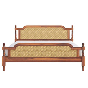 Malacca Solid Wood Queen Size Non - Storage Bed In Honey Oak Finish (72 - 78 inch)