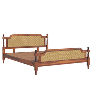 Malacca Solid Wood Queen Size Non - Storage Bed In Honey Oak Finish (72 - 78 inch)