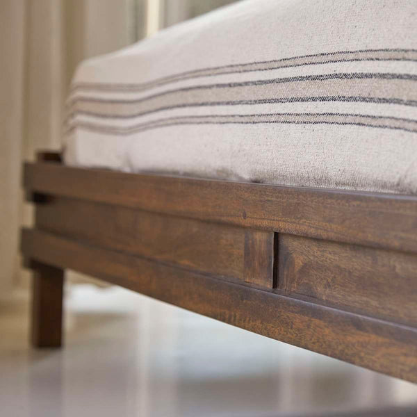 Quinlynn Solid wood Queen Size Bed in Provincial Teak Finish (Matrress Size 60-78 inches )