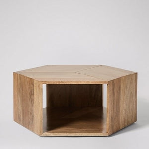 Solid Wood Osby Hexagonal Center Table In Natural Finish