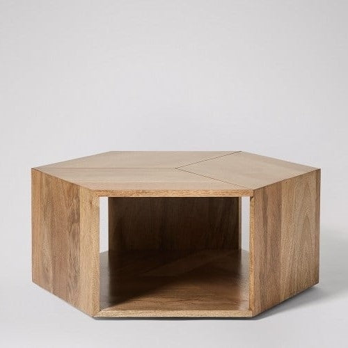 Solid Wood Osby Hexagonal Center Table In Natural Finish