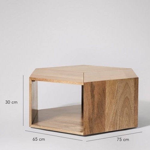 Solid Wood Osby Hexagonal Center Table In Natural Finish