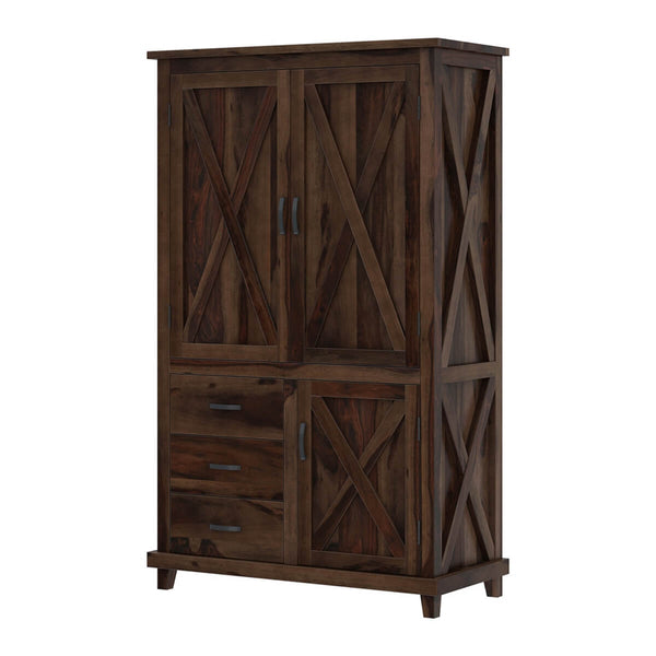 Claire Solid Sheesham Wood 3 Door Wardrobe In Provincial Teak Finish