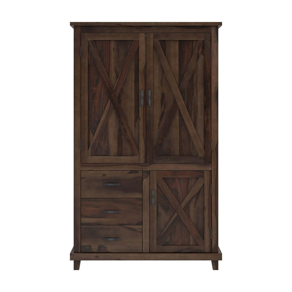 Claire Solid Sheesham Wood 3 Door Wardrobe In Provincial Teak Finish