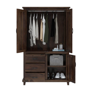 Claire Solid Sheesham Wood 3 Door Wardrobe In Provincial Teak Finish