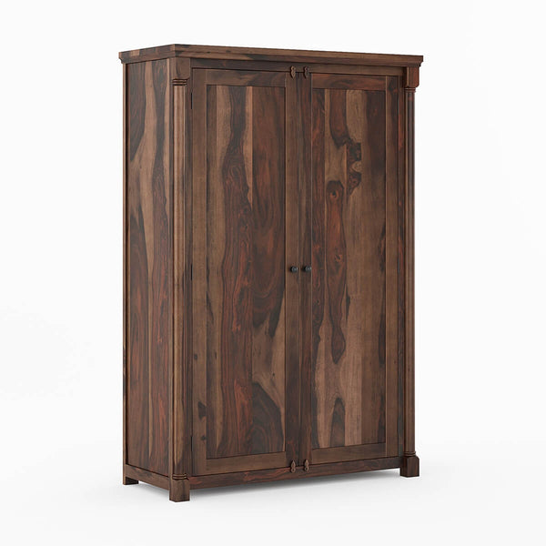 Claire Solid Sheesham Wood 2 Door Wardrobe In Provincial Teak Finish